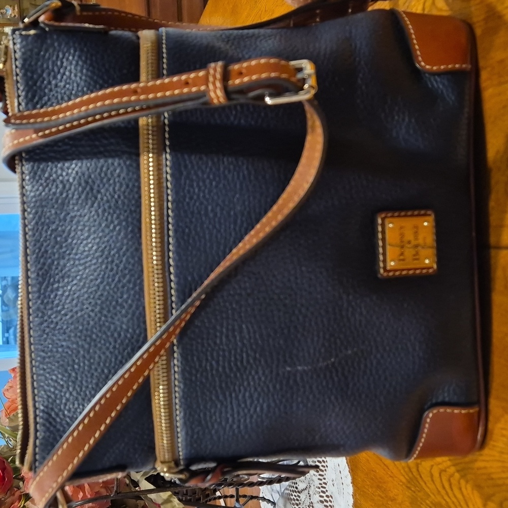 Dooney & Bourke Pebbled Leather Crossbody in Gray and Tan